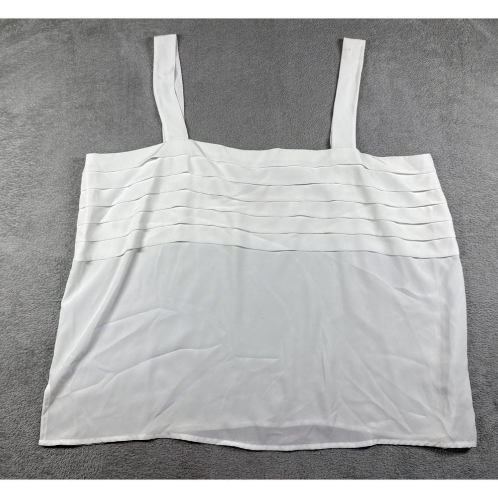 La Chine Plus Women's Plus Size Strappy Ruffle Tank‎ Top White Size 2X